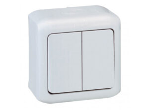 Legrand 782361 - Forix IP44 falon kívüli kettős váltókapcsoló 10 AX - 250 V~ fehér