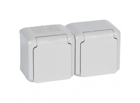Legrand 782394 - Forix IP44 fk 2x2P+F földelt csatlakozóaljzat, 16A, csapófedéllel, gyv, szürke