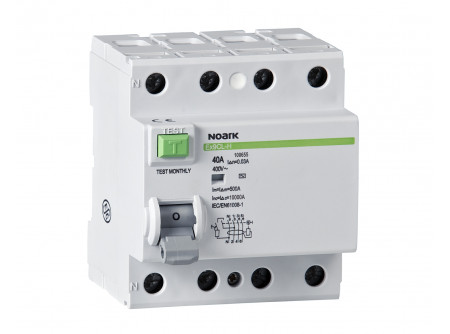 Noark 100725 - Ex9CL-100 4P 100A 100mA S  Áram-védőkapcsoló,10kA,4 p.,100A,100mA,S+AC típ.