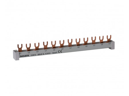 Noark 101450 - BBU 3L 10 M12 EC Gyűjtősín,3 fázisú,10mm2,63A,12 modul,végz. kupakkal