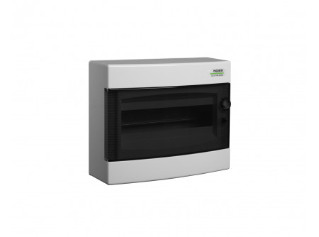 Noark 101498 - PNS 12T Kiselosztó, átlátszó ajtó, falon kívüli, IP40, 1 sor, 12 modul