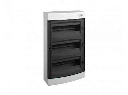 Noark 101502 - PNS 36T Kiselosztó, átlátszó ajtó, falon kívüli, IP40, 3 sor, 3x12 modul