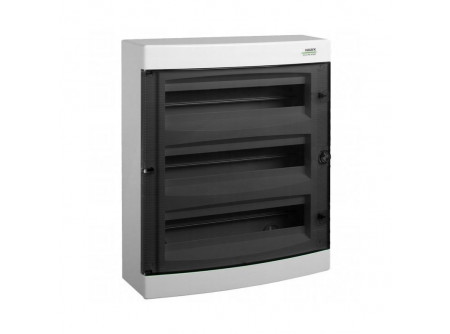 Noark 106196 - PNS 3x18T Kiselosztó, átlátszó ajtó, falon kívüli, IP40, 3 sor, 3x18 modul