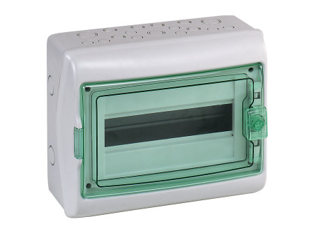 Schneider 13432 - KAEDRA Kiselosztó, átlátszó ajtó, falon kívüli, 1x18 modul, szürke
