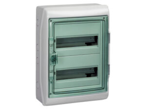 Schneider 13433 - KAEDRA Kiselosztó, átlátszó ajtó, falon kívüli, 2x12 modul, szürke