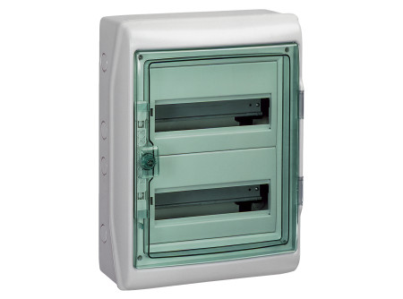 Schneider 13433 - KAEDRA Kiselosztó, átlátszó ajtó, falon kívüli, 2x12 modul, szürke
