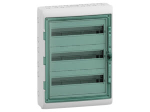 Schneider 13436 - KAEDRA Kiselosztó, átlátszó ajtó, falon kívüli, 3x18 modul, szürke