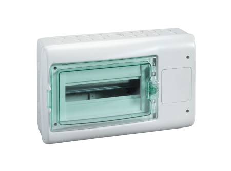 Schneider 13438 - KAEDRA Kiselosztó illesztődobozzal, átlátszó ajtó, falon kívüli, 1x12 modul+1 n