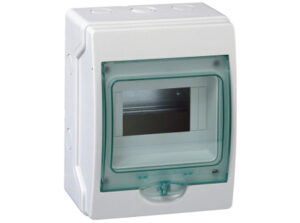 Schneider 13442 - KAEDRA Mini elosztó, átlátszó ajtó, falon kívüli, 1x6 modul, szürke