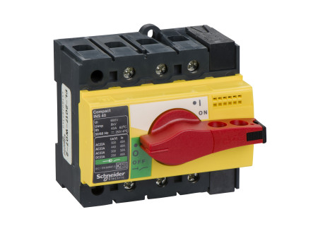 Schneider 28916 - Interpact INS40 3P piros kapcsoló sárga homloklap