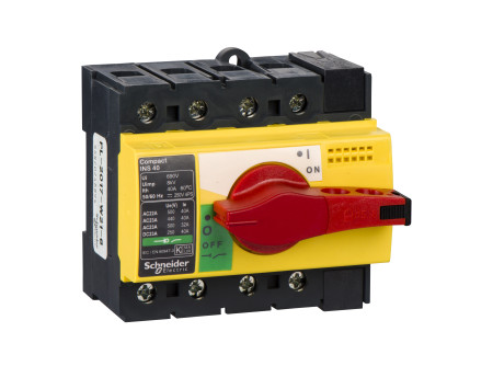 Schneider 28917 - Interpact INS40 4P piros kapcsoló sárga homloklap