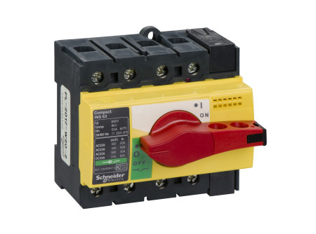 Schneider 28919 - Interpact INS63 4P piros kapcsoló sárga homloklap