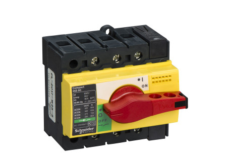 Schneider 28920 - Interpact INS80 3P piros kapcsoló sárga homloklap