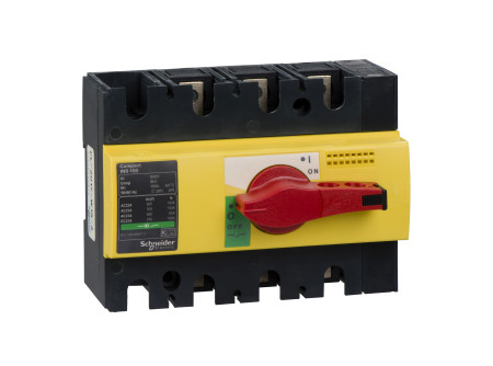 Schneider 28924 - Interpact INS100 3P piros kapcsoló sárga homloklap