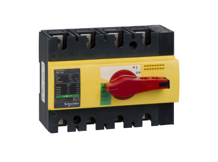 Schneider 28925 - Interpact INS100 4P piros kapcsoló sárga homloklap