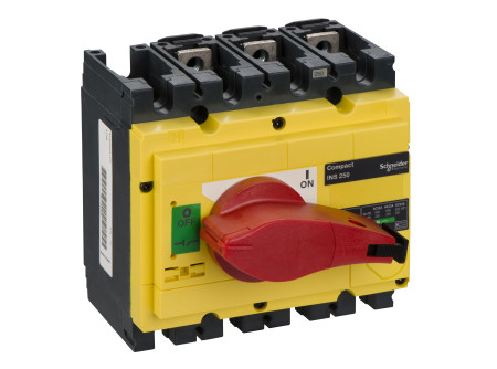 Schneider 31126 - Interpact INS250 3P piros kapcsolókar, sárga homloklap