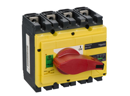 Schneider 31127 - Interpact INS250 4P piros kapcsolókar, sárga homloklap