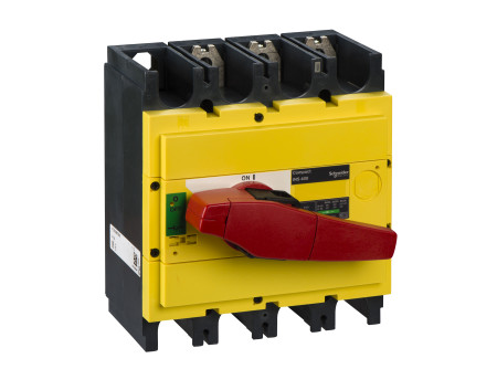 Schneider 31130 - Interpact INS400 3P piros kapcsolókar, sárga homloklap