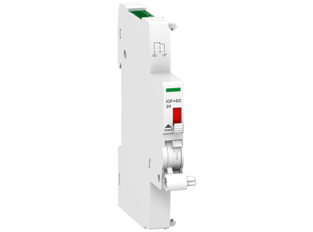 Schneider A9A26897 - ACTI9 iOF+SD jelző és hibajelző segédérintkező, 24VDC, TI24 PLC csatlakozáss