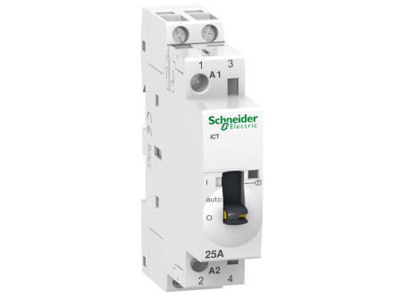 Schneider A9C21132 - ACTI9 iCT25A kézi vezérlésű kontaktor, 50Hz, 2NO, 24VAC
