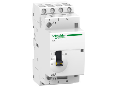 Schneider A9C21134 - ACTI9 iCT25A kézi vezérlésű kontaktor, 50Hz, 4NO, 24VAC