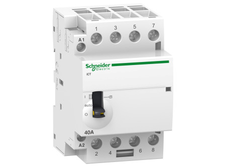Schneider A9C21144 - ACTI9 iCT40A kézi vezérlésű kontaktor, 50Hz, 4NO, 24VAC