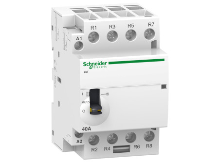 Schneider A9C21864 - ACTI9 iCT63A kézi vezérlésű kontaktor, 50Hz, 4NO, 220-240VAC