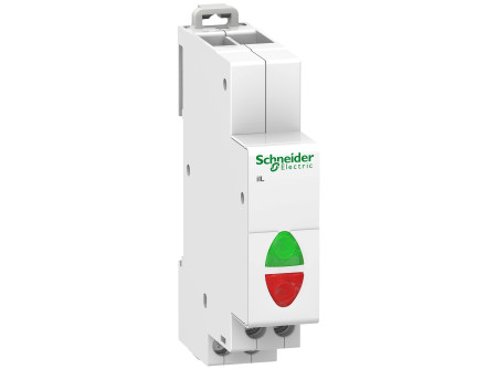 Schneider A9E18335 - ACTI9 iIL jelzőlámpa, dupla, zöld-piros, 12-48VAC
