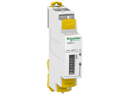 Schneider A9MEM2010 - iEM2010 MID-es 1 fázisú fogyasztásmérő 40A kijelzővel és impulzuskimenettel