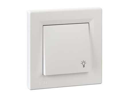 Schneider EPH0900221 - ASFORA Egypólusú nyomó, lámpajel - IP44, fehér