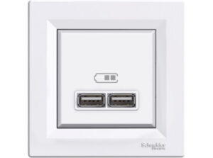 Schneider EPH2700221 - ASFORA Dupla USB töltő, 2.1A, fehér