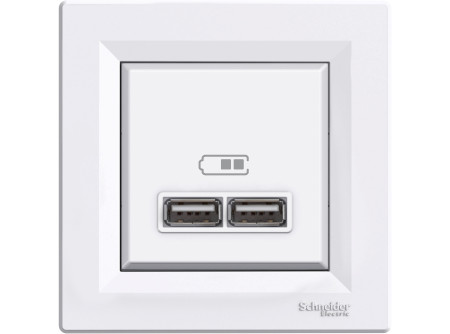 Schneider EPH2700221 - ASFORA Dupla USB töltő, 2.1A, fehér