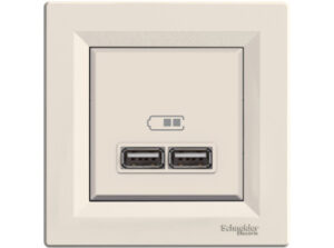 Schneider EPH2700223 - ASFORA Dupla USB töltő, 2.1A, bézs