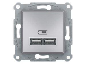 Schneider EPH2700261 - ASFORA Dupla USB töltő, 2.1A, alumínium