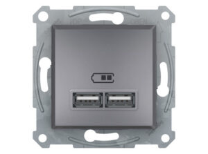 Schneider EPH2700262 - ASFORA Dupla USB töltő, 2.1A, acél