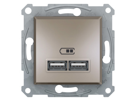 Schneider EPH2700269 - ASFORA Dupla USB töltő, 2.1A, bronz