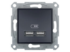 Schneider EPH2700271 - ASFORA Dupla USB töltő, 2.1A, antracit