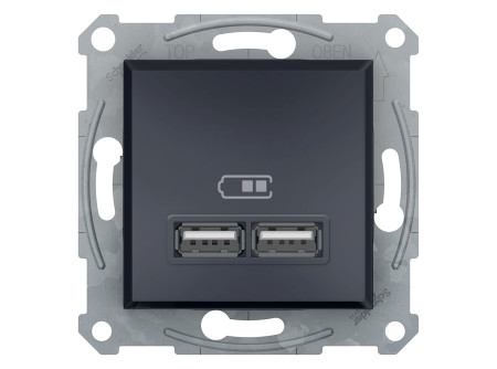 Schneider EPH2700271 - ASFORA Dupla USB töltő, 2.1A, antracit