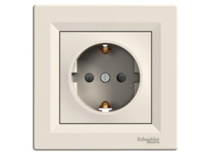 Schneider EPH2900223 - ASFORA 2P+F aljzat, gyermekvédelemmel, csavaros bekötés, bézs