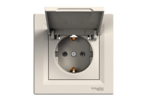Schneider EPH3100123 - ASFORA 2P+F aljzat, csapfedeles, csavaros bekötés, bézs