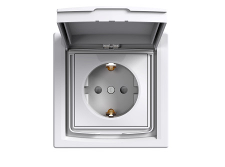 Schneider EPH3100321 - ASFORA 2P+F aljzat, gyermekvédelemmel, csapfedeles - IP44, fehér