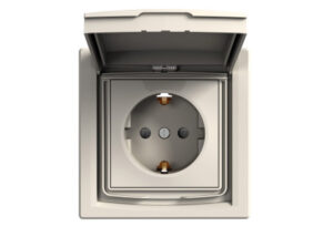 Schneider EPH3100323 - ASFORA 2P+F aljzat, gyermekvédelemmel, csapfedeles - IP44, bézs