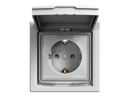 Schneider EPH3100361 - ASFORA 2P+F aljzat, gyermekvédelemmel, csapfedeles - IP44, alumínium