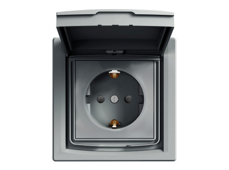 Schneider EPH3100362 - ASFORA 2P+F aljzat, gyermekvédelemmel, csapfedeles - IP44, acél