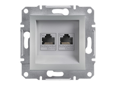 Schneider EPH4400161 - ASFORA 2xRJ45 Cat5e UTP aljzat, alumínium