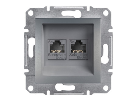 Schneider EPH4400162 - ASFORA 2xRJ45 Cat5e UTP aljzat, acél