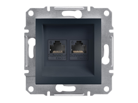 Schneider EPH4800171 - ASFORA 2xRJ45 Cat6 UTP aljzat, antracit