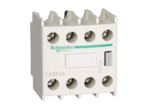 Schneider LADC22 - Segédérintkező blokk, homloklapi, 2Z+2NY, csavaros csatlakozás, átlapolt