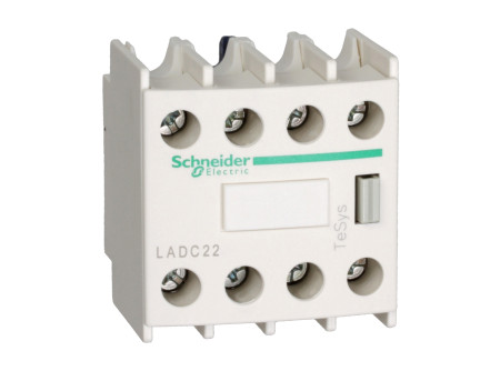 Schneider LADC22 - Segédérintkező blokk, homloklapi, 2Z+2NY, csavaros csatlakozás, átlapolt