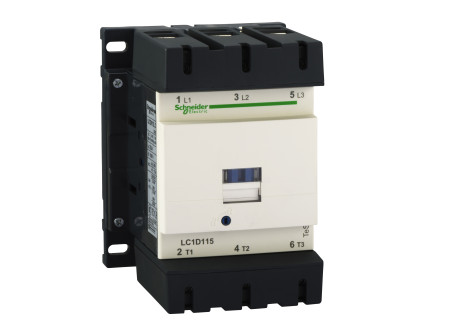 Schneider LC1D115M7 - AC mágneskapcsoló, 55kW/115A (400V, AC3), csavaros csatlakozás, 1Z+1NY